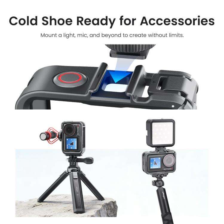 aMagisn PC Material Camera Cage for DJI Action 5 Pro / 4 / 3 with Quick Release Vertical/Horizont...