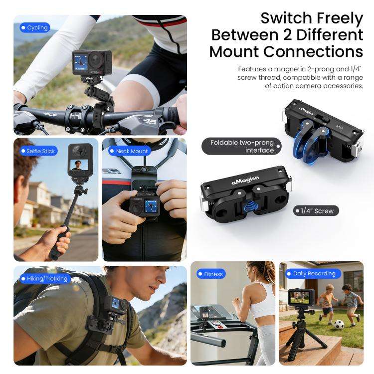 aMagisn Metal Magnetic Quick Release Mount 2.0 Lockable Adapter for DJI Osmo 360/ Action 5 Pro/4/...