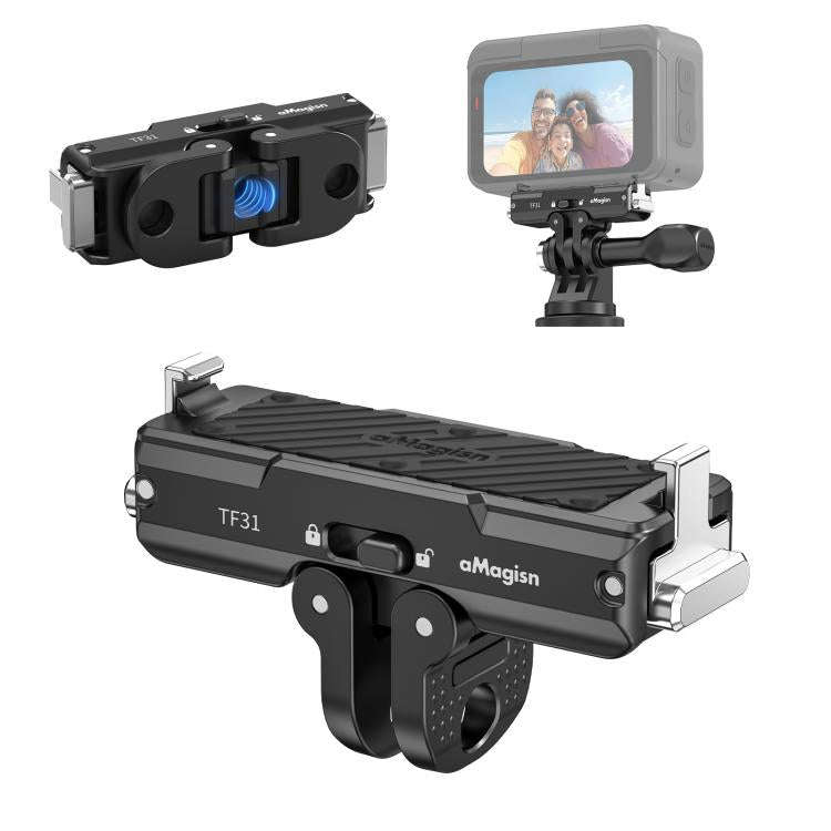 For Insta360 GO Ultra aMagisn Metal Magnetic Quick Release Mount 2.0 Lockable Adapter(Black)