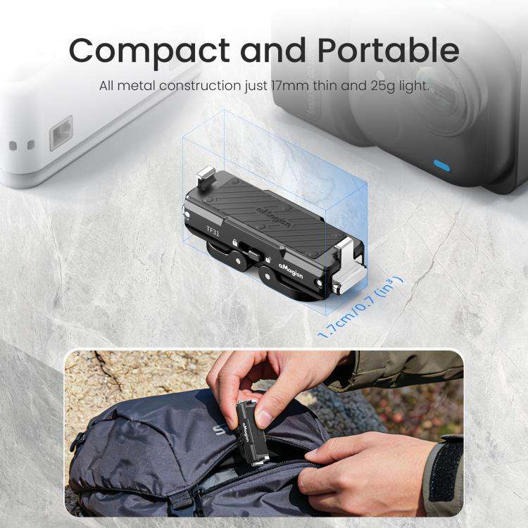 For Insta360 GO Ultra aMagisn Metal Magnetic Quick Release Mount 2.0 Lockable Adapter(Black)
