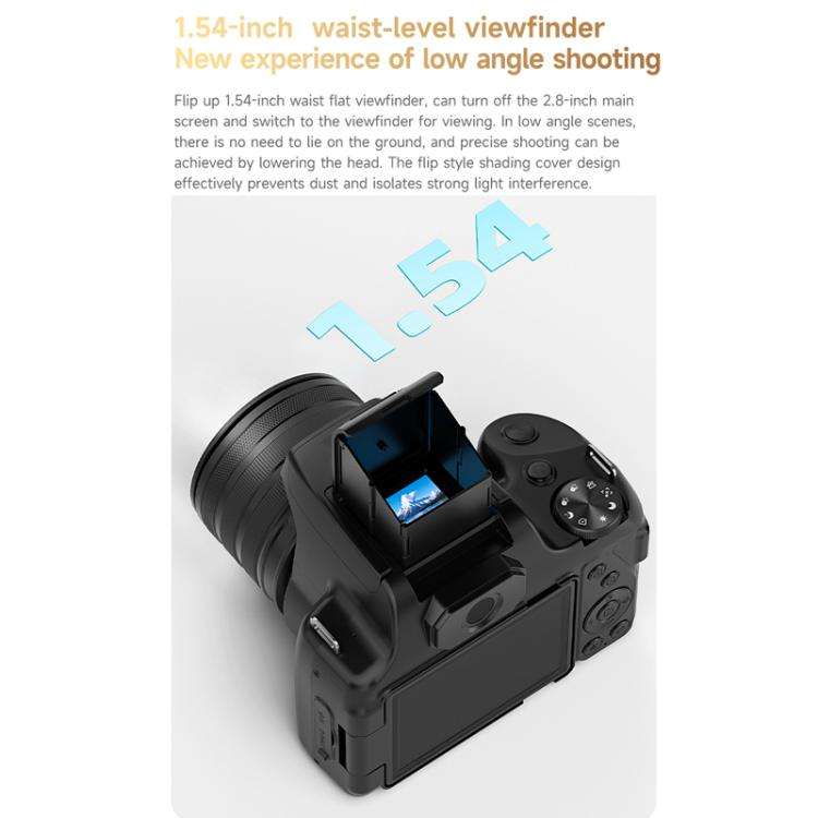 4K Flip-Screen High-Definition Waist-Level Viewfinder SLR Digital Camera, Model: DC20 + Flash + C...