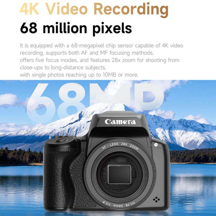 4K Flip-Screen High-Definition Waist-Level Viewfinder SLR Digital Camera, Model: DC20 + Flash + C...