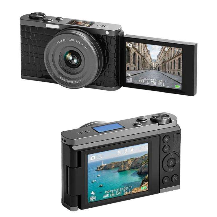 4K Waist-Level Viewfinder Flip-Screen Selfie Mirrorless Digital Camera, Specification: Crocodile ...
