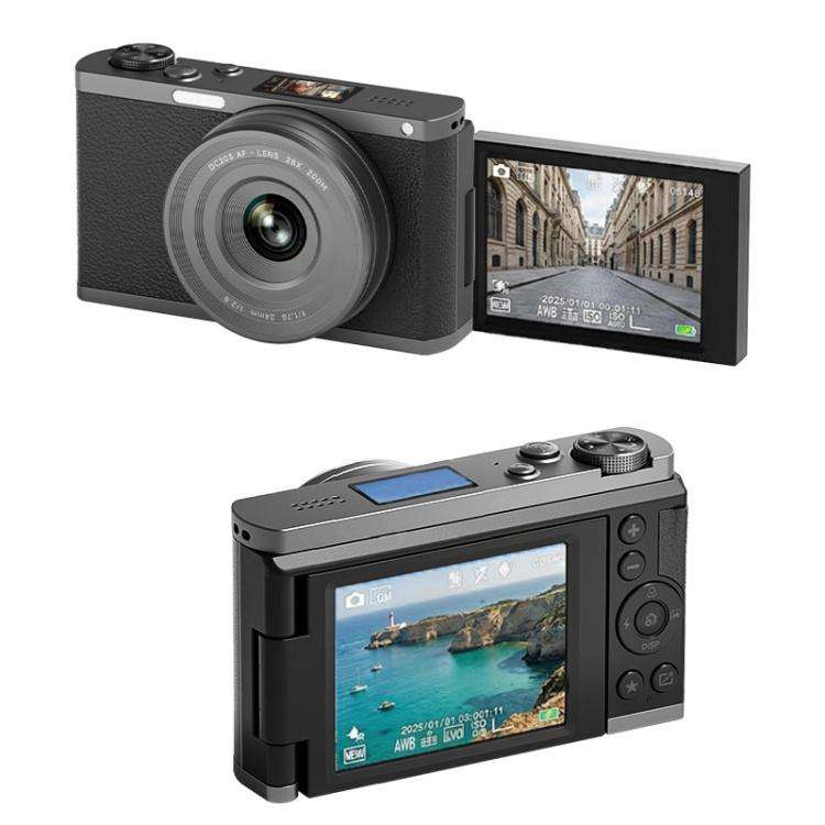 4K Waist-Level Viewfinder Flip-Screen Selfie Mirrorless Digital Camera, Specification: Pebbled Te...