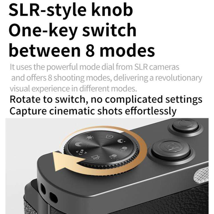4K Waist-Level Viewfinder Flip-Screen Selfie Mirrorless Digital Camera, Specification: Pebbled Te...