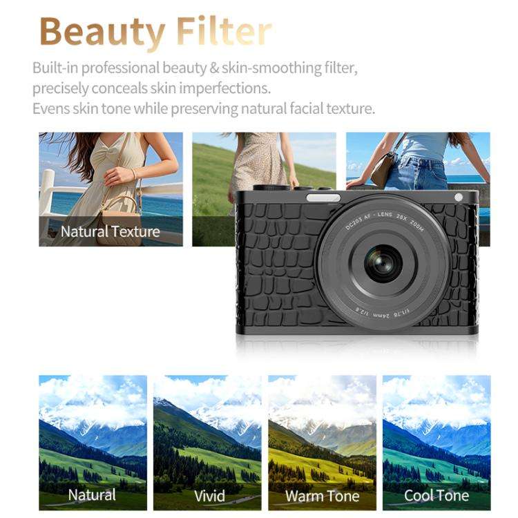 4K Waist-Level Viewfinder Flip-Screen Selfie Mirrorless Digital Camera, Specification: Crocodile ...