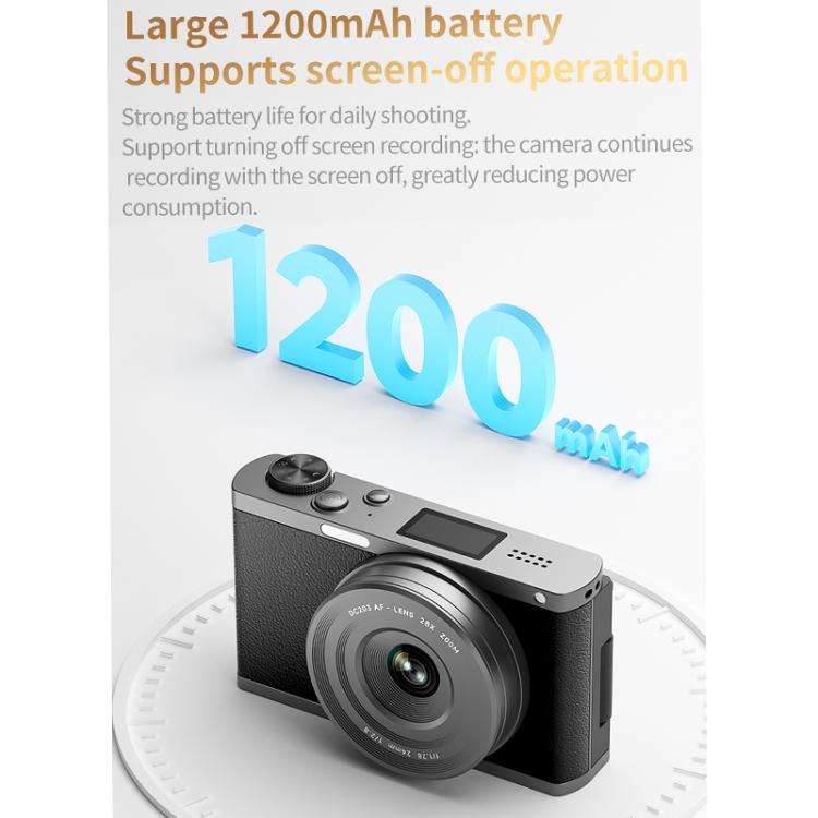 4K Waist-Level Viewfinder Flip-Screen Selfie Mirrorless Digital Camera, Specification: Pebbled Te...