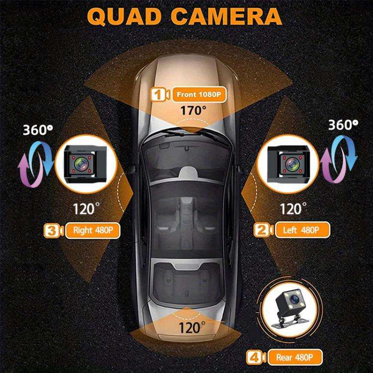 A32 Full HD 1080P Car Dash Camera Infrared Night Vision & Reverse Backup Camera, Spec: Front+Left...