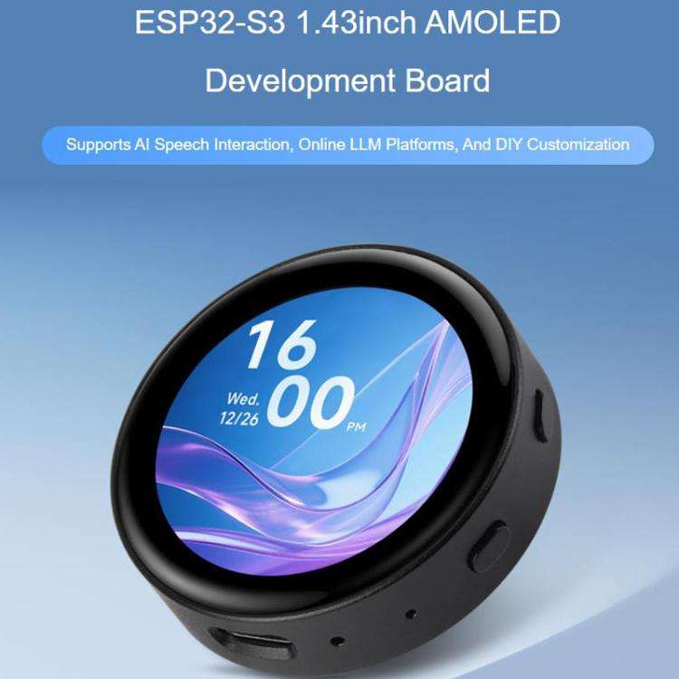 Waveshare 34384 ESP32-S3 1.43 Inch AMOLED Round Touch Display Development Board Supports AI Speec...