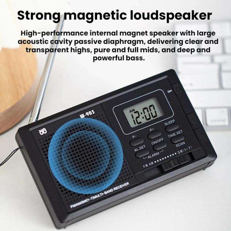 WDK FM/AM/SW Multi-Band LCD Screen Clock-Controlled Stereo Digital Radio, Specification: For EU(B...