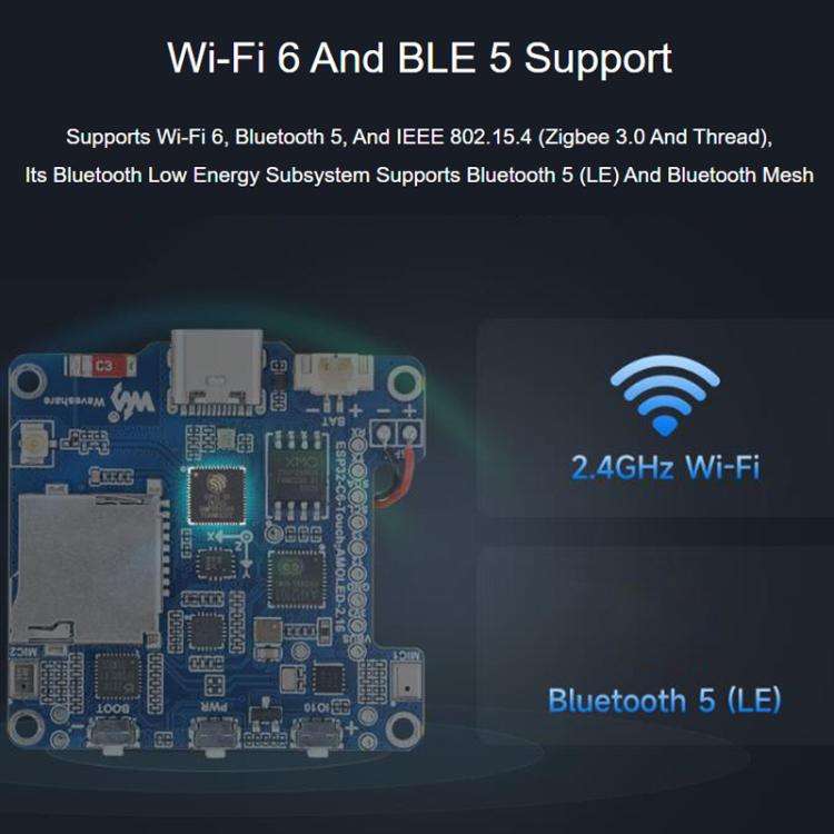 Waveshare 34201 ESP32-C6 2.16 Inch AMOLED Display Touch Screen Development Board Supports Dual Mi...