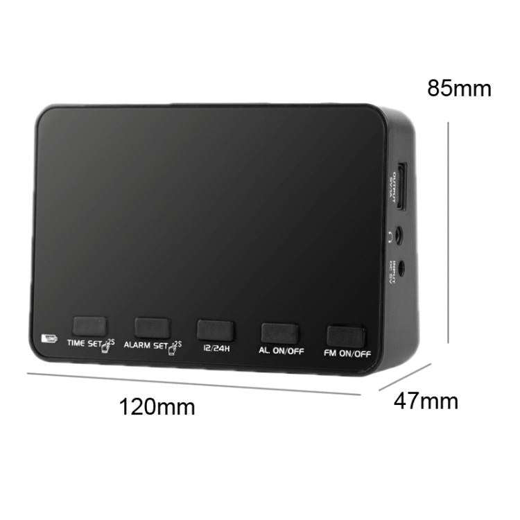 WDK Single-Band FM Digital Extra-Large Screen Display Alarm Clock Radio, Size: For US(Black Machi...