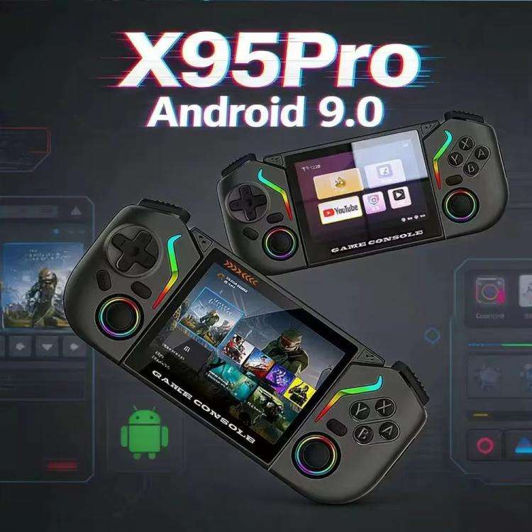 X95 Pro Android 9.0 Handheld Game Console, 3.5 Inch IPS Screen Retro Game Player Support WiFi Vid...