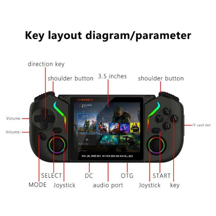 X95 Pro Android 9.0 Handheld Game Console, 3.5 Inch IPS Screen Retro Game Player Support WiFi Vid...