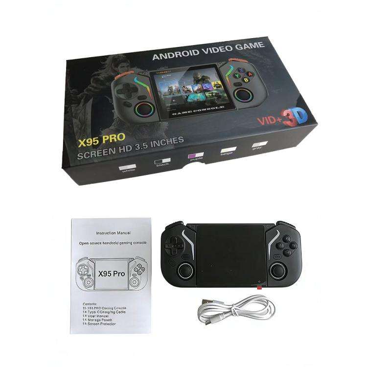 X95 Pro Android 9.0 Handheld Game Console, 3.5 Inch IPS Screen Retro Game Player Support WiFi Vid...