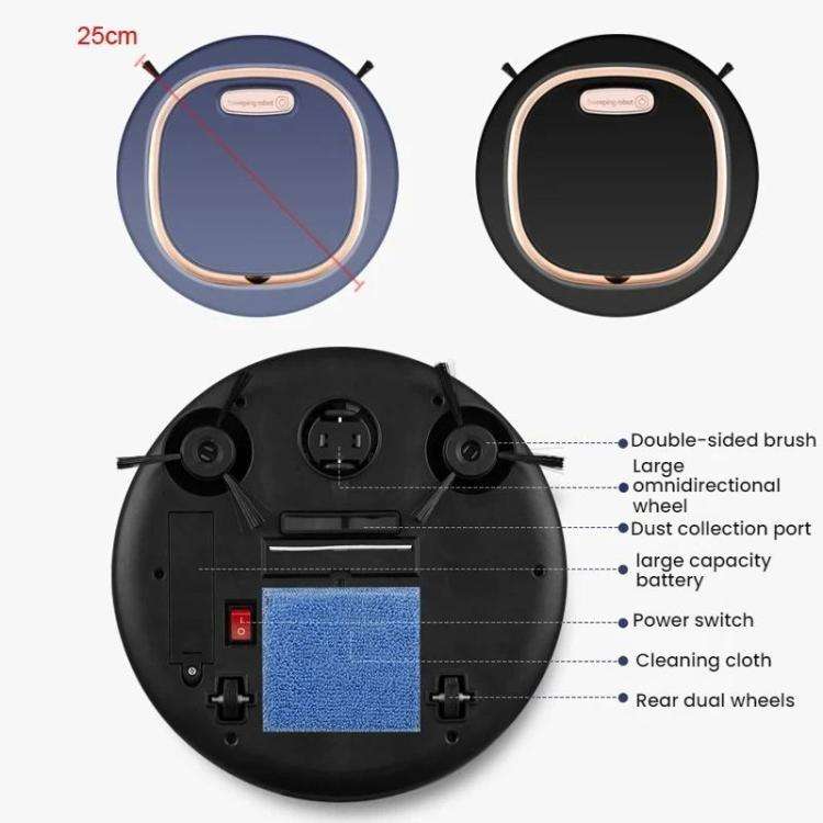Fully Automatic Home Smart USB Rechargeable Cleaning Robot(Black)