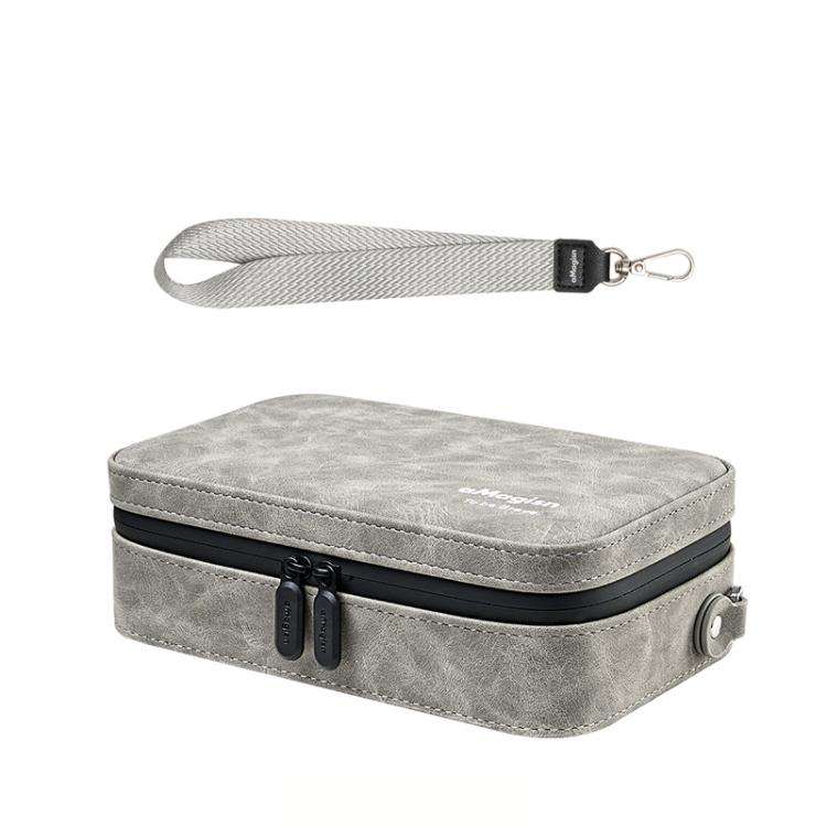 aMagisn Nubuck Leather Action Camera Carrying Case Small Travel Storage Bag with Adjustable Divid...