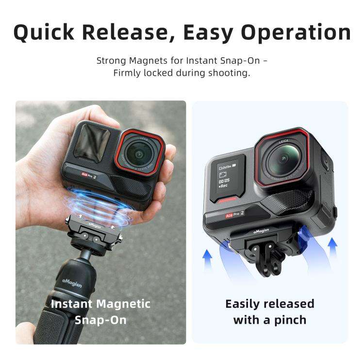 aMagisn 360-Degree Rotatable Magnetic Quick Release Mount For Insta360 Ace Pro 2 / Ace Pro / X6 /...