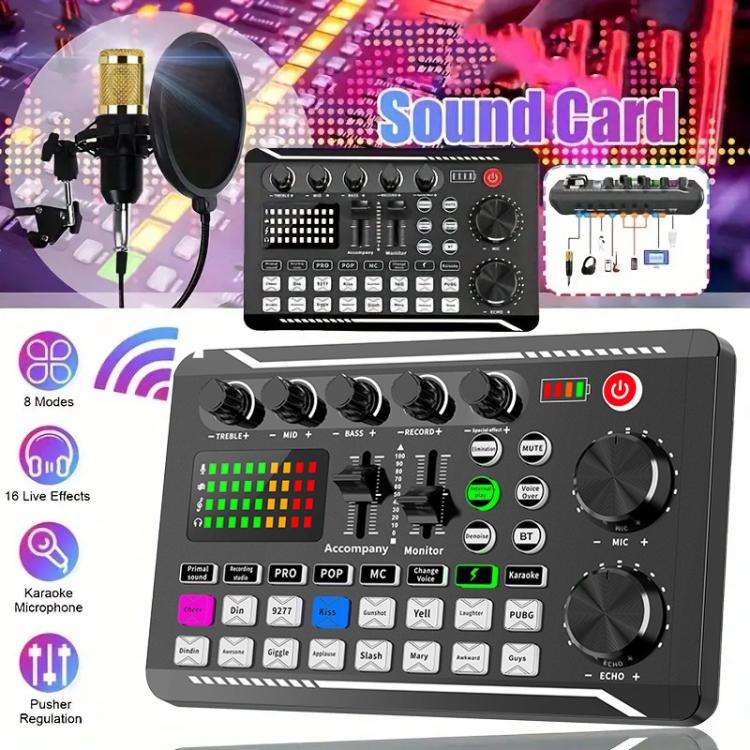 Dual BM800 Condenser Microphone With F998max Live Sound Card Kit Podcast Equipment Bundle Adjusta...