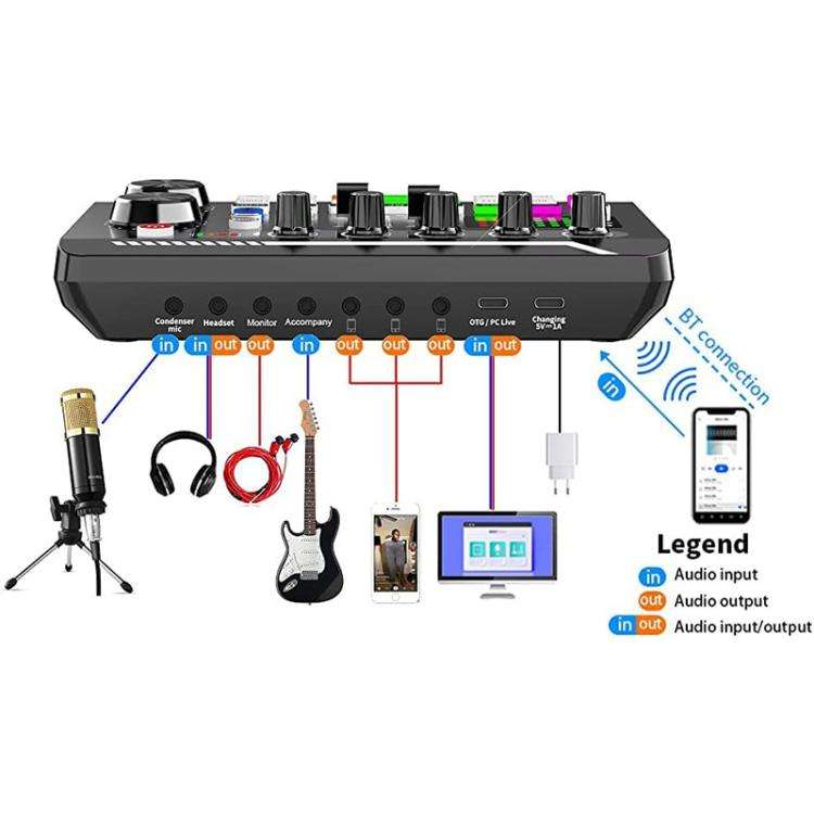 Dual BM800 Condenser Microphone With F998max Live Sound Card Kit Podcast Equipment Bundle Adjusta...