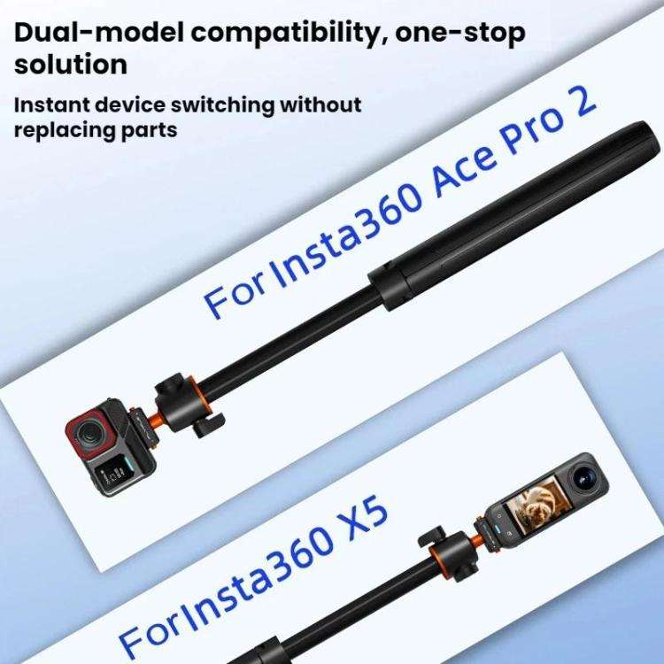 For Insta360 Ace Pro / 2 / X5 Flymile Quick-Release Selfie Extension Pole Tripod(Black)