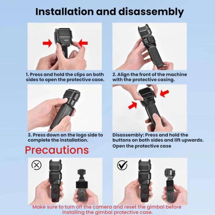 For DJI Osmo Pocket 4 BRDRC Display Lens Cover Gimbal Protective Case(Black)