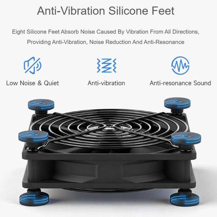 Waveshare 34398 USB 5V 120mm Quiet Cooling Fan, 3-Speed Adjustable, PWM Control, High Airflow, An...