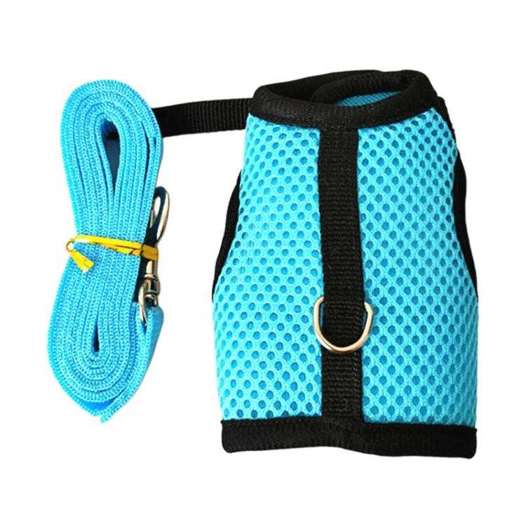 Rabbit Ferret Harness & Leash Small Pet Vest-Style Harness Leash, Size: S(Blue)