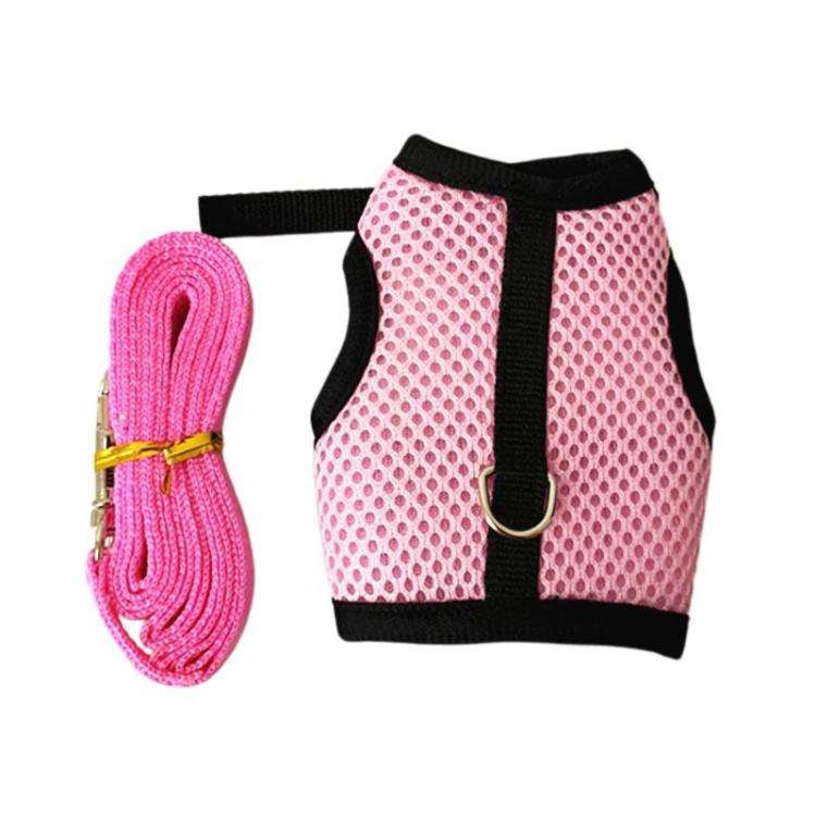 Rabbit Ferret Harness & Leash Small Pet Vest-Style Harness Leash, Size: M(Pink)