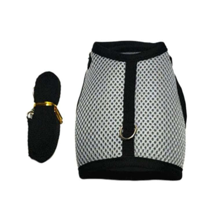 Rabbit Ferret Harness & Leash Small Pet Vest-Style Harness Leash, Size: M(Grey)