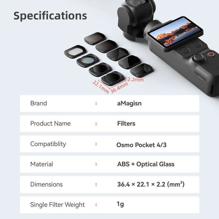 For DJI Osmo Pocket 4 / 3 aMagisn Magnetic Lens Filter ND1000