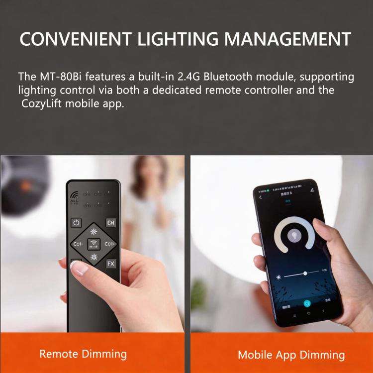 DENGWEI MT-80Bi 80W COB Video Light 2700K-6500K Bi-Color LED Continuous Output Lighting CRI 96+ S...