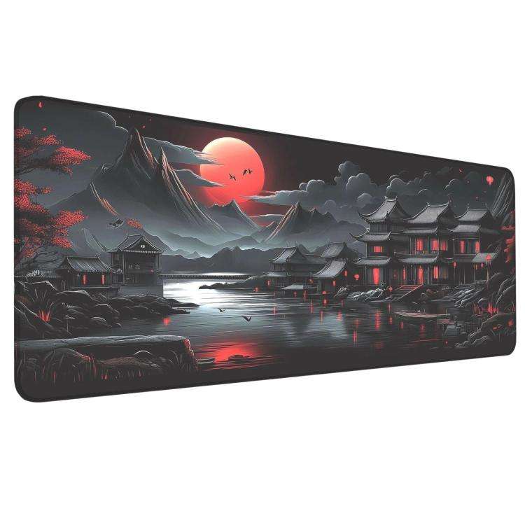 Stain-Resistant Ancient Landscape Mouse Pad, E-Sports Gaming Keyboard Desk Mat, Size: 30 x 80 x 0...