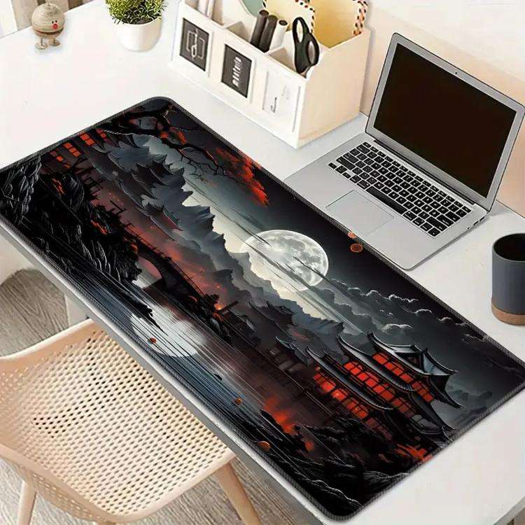 Stain-Resistant Ancient Landscape Mouse Pad, E-Sports Gaming Keyboard Desk Mat, Size: 40 x 90 x 0...