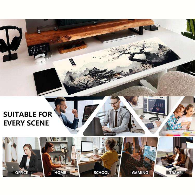 Stain-Resistant Ancient Landscape Mouse Pad, E-Sports Gaming Keyboard Desk Mat, Size: 40 x 90 x 0...