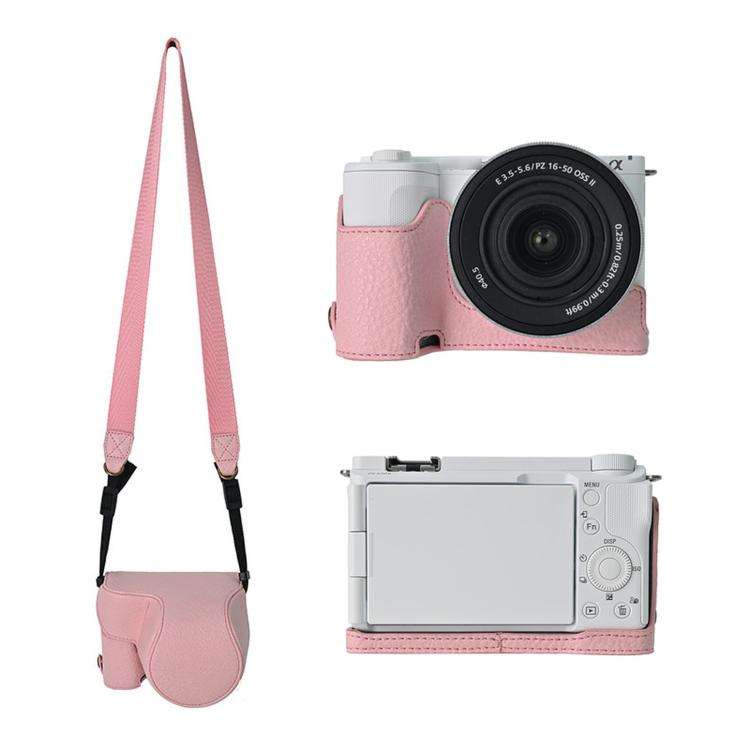 For Sony ZV-E10 II / ZV-E10M2 PU Leather Camera Case Bag Protective Half Body Cover With Shoulder...