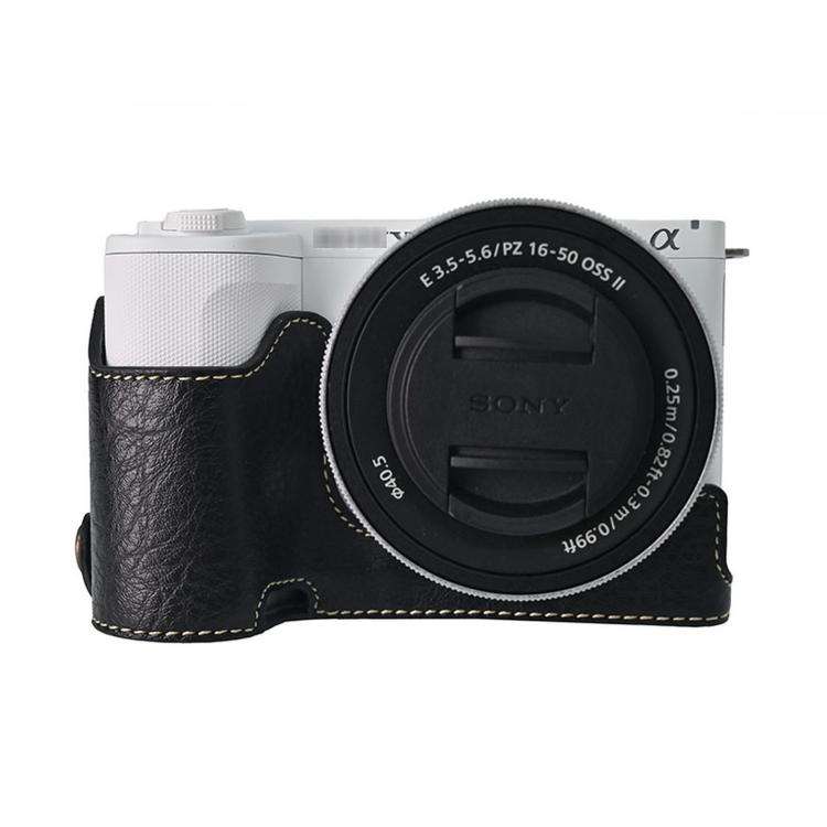 For Sony ZV-E10 II / ZV-E10M2 PU Leather Camera Case Bag Protective Half Body Cover With Shoulder...