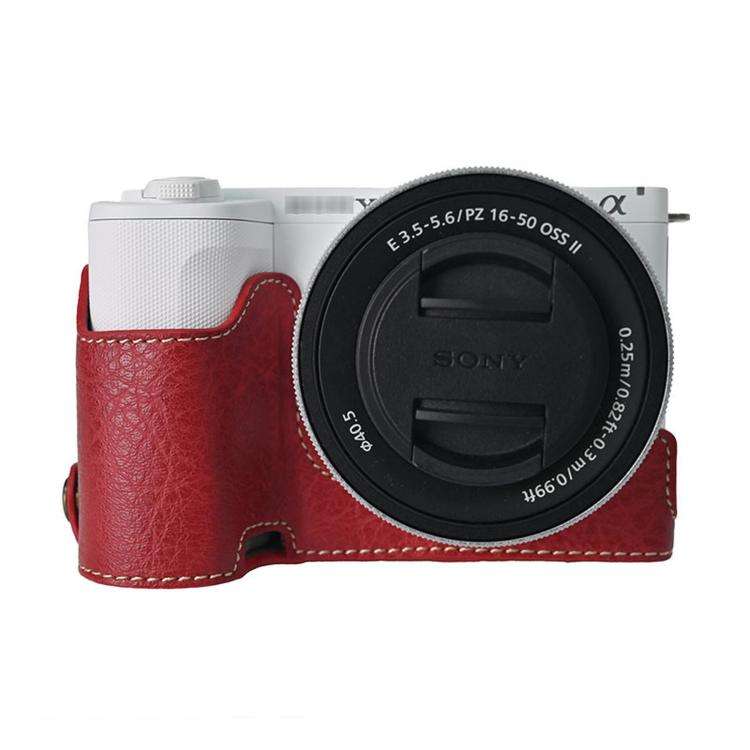 For Sony ZV-E10 II / ZV-E10M2 PU Leather Camera Case Bag Protective Half Body Cover With Shoulder...