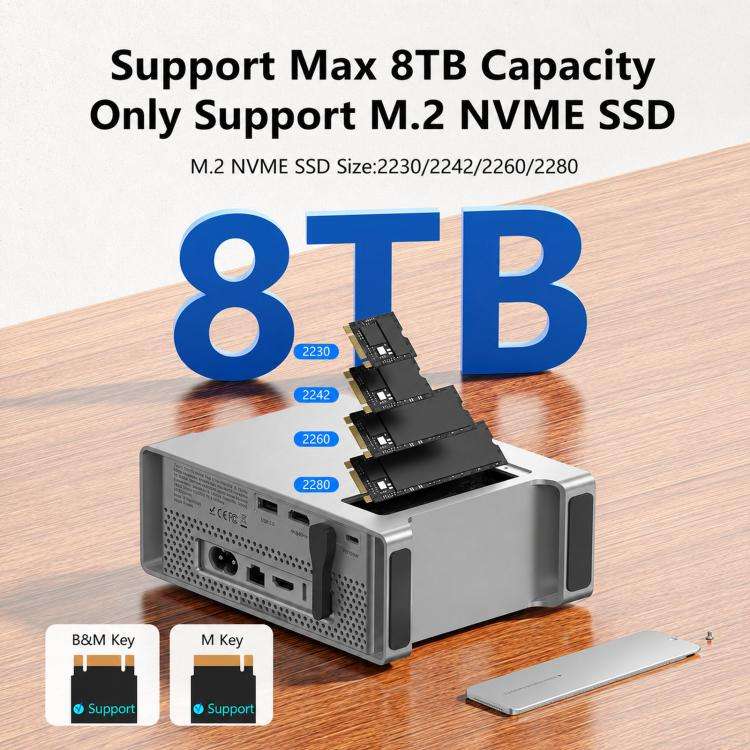 Blueendless MAC908 For Mac Mini M4 Stand & Hub With SSD Enclosure 2xUSB3.2+2xUSB2.0+SD/TF4.0+USB-C