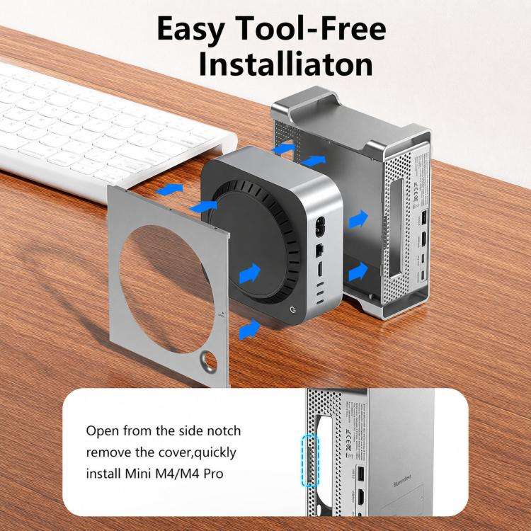 Blueendless MAC908 For Mac Mini M4 Stand & Hub With SSD Enclosure 2xUSB3.2+2xUSB2.0+SD/TF4.0+USB-C