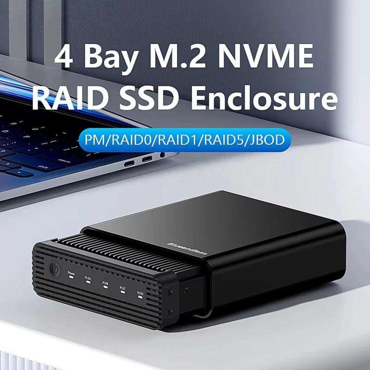 Blueendless USB4 NVMe M.2 SSD Enclosure, 40Gbps 4-Bay External Solid State Drive Case, Support So...