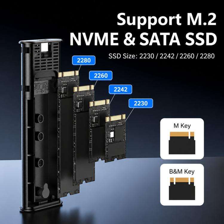 Blueendless 2821SN M.2 NVME / SATA  SSD Enclosure 10Gbps Aluminum USB-C 3.2 Solid State Drives, S...