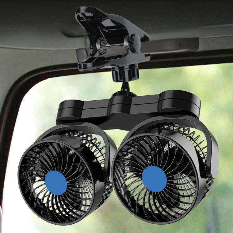 Mitchell Clip-On Stepless Speed Control Portable Dual-Head High-Power Car Fan, Specification: 4 i...