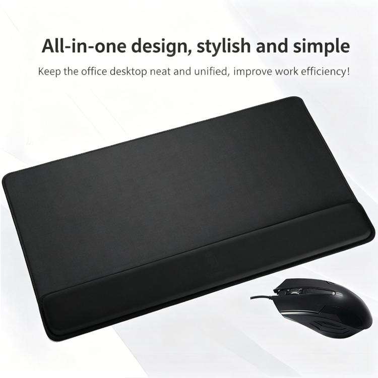 Stitched Edge Integrated Desk Mat & Mouse Pad, Mechanical Keyboard Wrist Rest Desk Pad