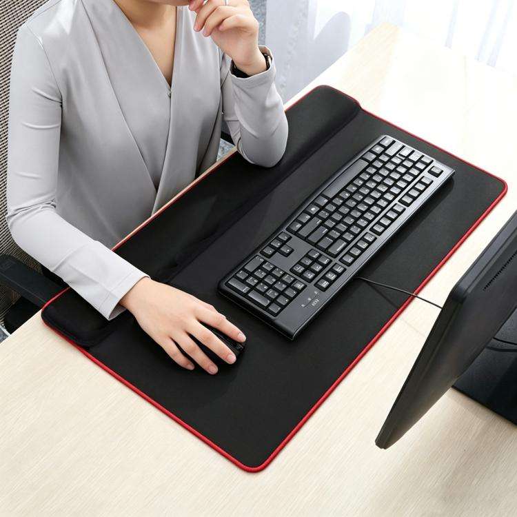 Large Integrated Wrist Rest Mouse Pad & Desk Mat, Office Gaming Wrist Support Keyboard Hand Rest(...