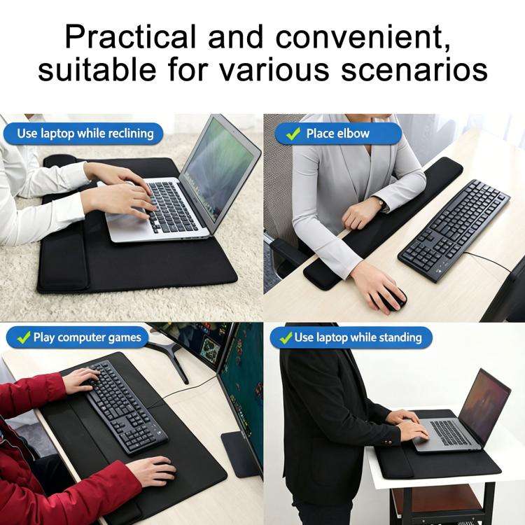 Large Integrated Wrist Rest Mouse Pad & Desk Mat, Office Gaming Wrist Support Keyboard Hand Rest(...