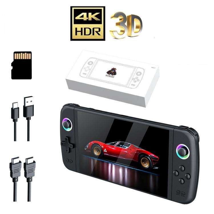 SJGAM M27 Handheld Gaming Console 7 Inch 3D Large Screen HD Portable Console, Spec: 128GB(Black)