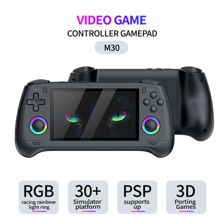 SJGAM M30 HD Retro Handheld Game Console 4.3 Inch RGB Joystick 3D Portable Arcade, Size: 128GB(Bl...