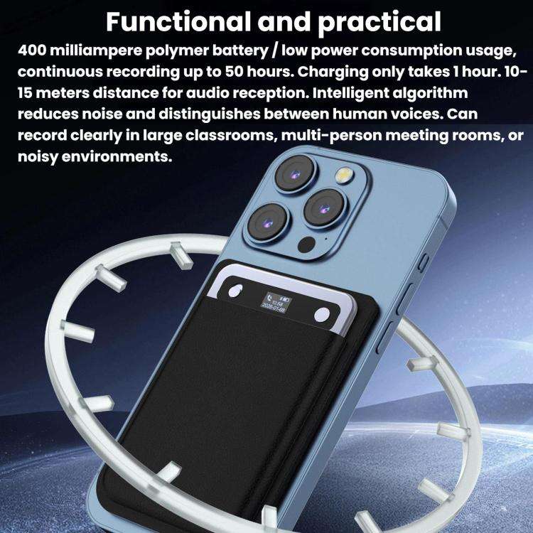 CB08 Portable Magnetic Smart AI Voice Recorder, Translation & Summary Audio Recorder, Spec: 32GB