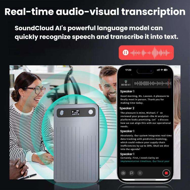 CB08 Portable Magnetic Smart AI Voice Recorder, Translation & Summary Audio Recorder, Spec: 32GB